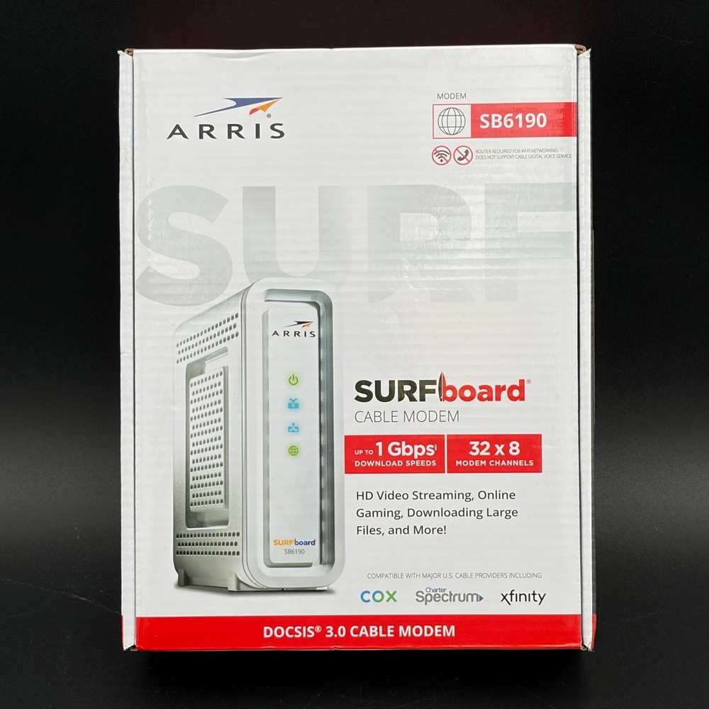 Arris SURFboard SB6190 DOCSIS 3.0 Cable Modem‎ 1 Gbps 32x8 White